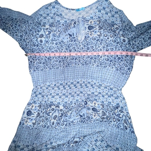 J.McLaughlin Womens Dress Large Blue Floral Tiered‎ Peasant Bohemian Cottagecore - Picture 8 of 11